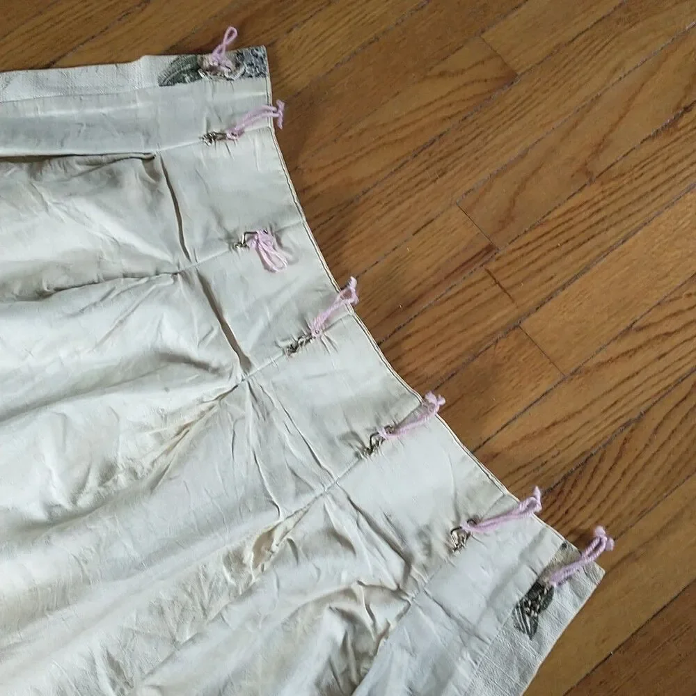 2 Vtg Imperfect Curtain Panel Yellow Pink Floral FrenchCountry Crafters Upcycle